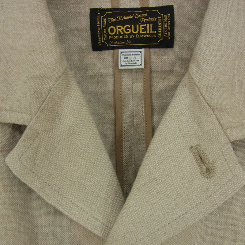 ORGUEIL オルゲイユ OR-4227A Linen Sack Jacket Beige リネン サック ベージュ ジャケット ベージュ系  38【美品】【中古】