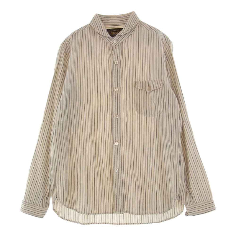 ORGUEIL オルゲイユ OR-5007E Shawl Collar Shirt ショール カラー 長袖 シャツ オフホワイト系 ブルー系  38【美品】【中古】