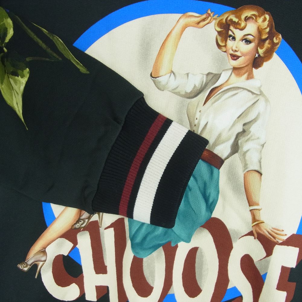 DOLCE&GABBANA ドルチェアンドガッバーナ G9OW6TFI7VI 国内正規品 pin-up print cotton sweater ピンナップ コットン セーター スウェット 黒よりのダークグレー系 46【極上美品】【中古】
