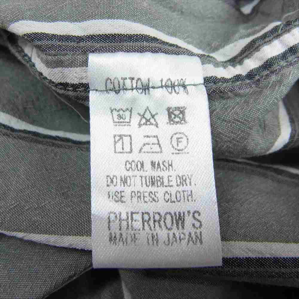 Pherrow's フェローズ イタリアンカラー 半袖 シャツ オリーブ系 カーキ系 M【中古】
