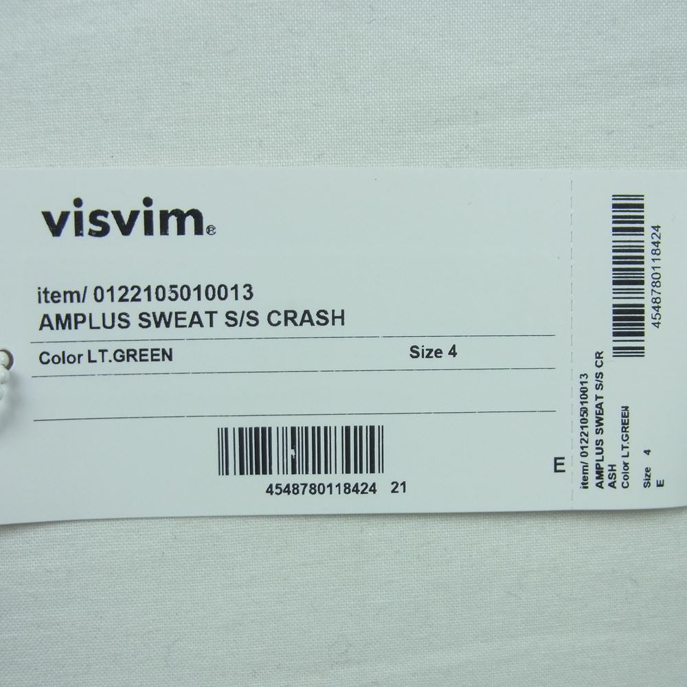 VISVIM ビズビム 0122105010013 AMPLUS SWEAT S/S CRASH アンプラス スウェット 日本製 ライトグリーン系 4【美品】【中古】