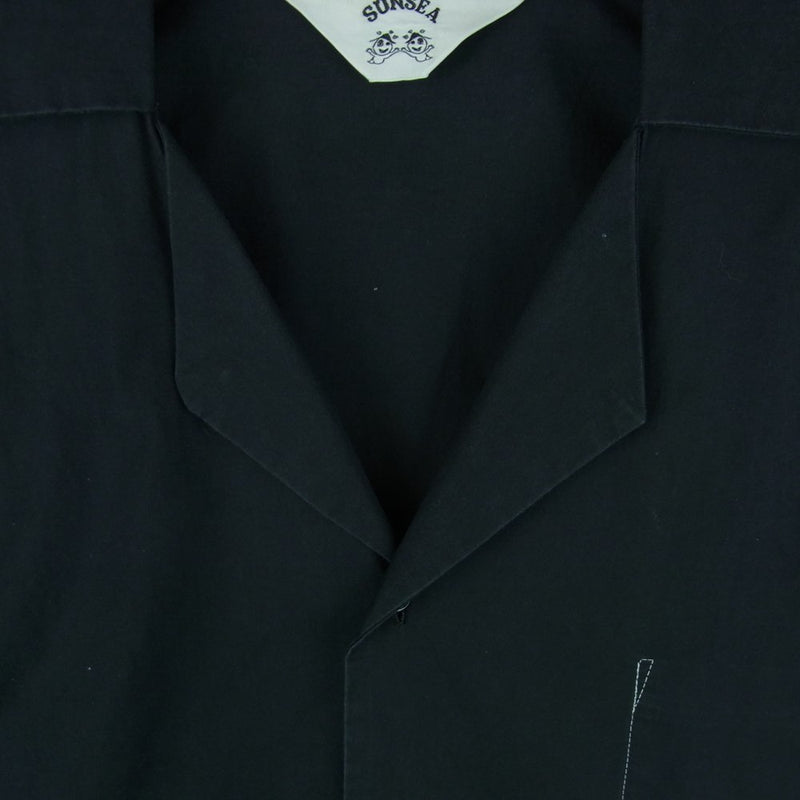 SUNSEA サンシー Fried Shrimp Shirt オープンカラー 半袖 シャツ コットン ブラック系 サイズ表記なし【中古】