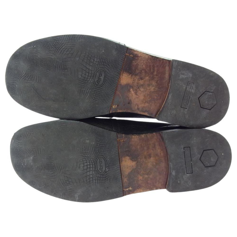 SUNSEA サンシー leather slip-on shoes レザー スリッポン シューズ ブラック系【中古】