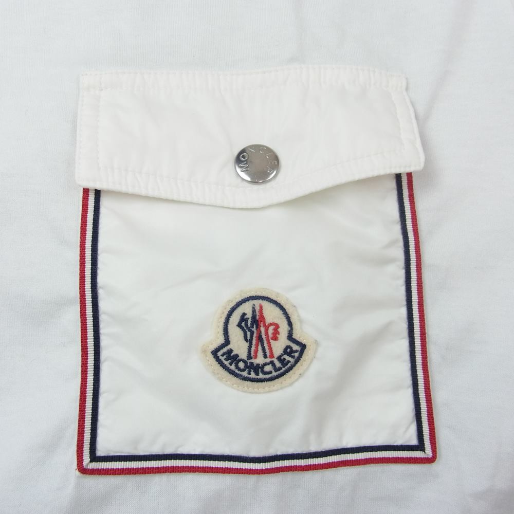 MONCLER モンクレール H19018C00048 8390Y 国内正規品 SS TSHIRT ナイロン 胸ポケット付き 半袖 Tシャツ ホワイト系 M【中古】