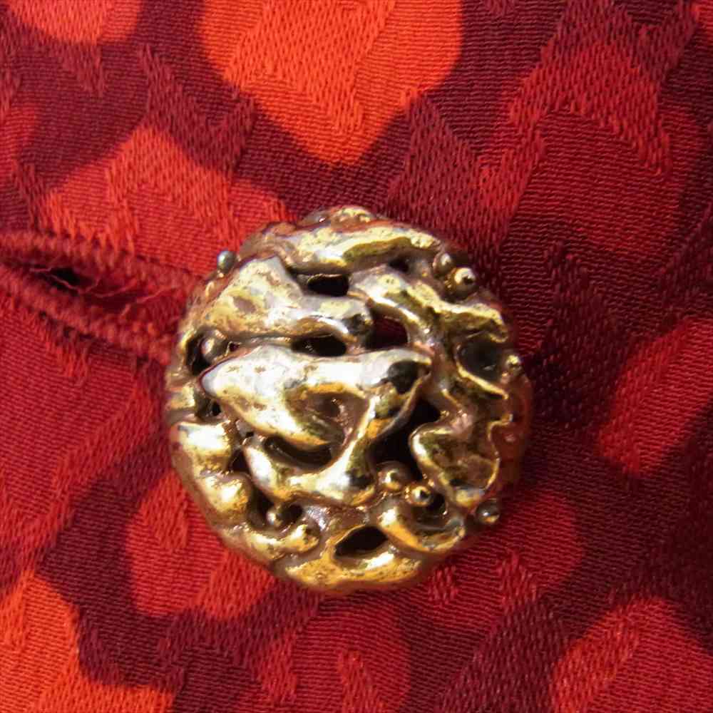 YVES SAINT LAURENT イヴサンローラン ビンテージ 絹 シルク ロングシャツ レッド系 36【中古】