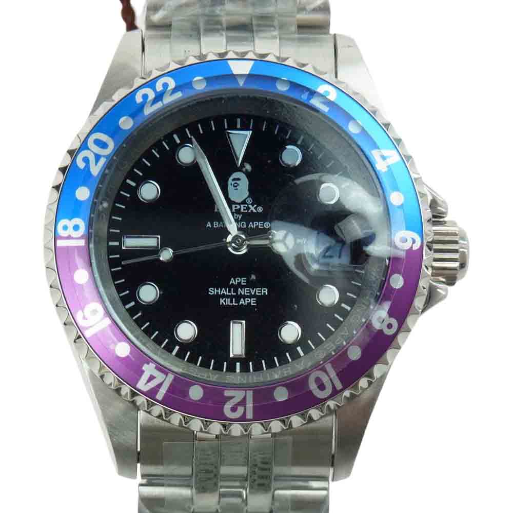 A BATHING APE アベイシングエイプ 時計 21SS VINTAGE TYPE 2 BAPEX ベイペックス 時計 シルバー系【新古品】【未使用】【中古】 A BATHING APE アベイシングエイプ 21SS VINTAGE TYPE 2 BAPEX ベイ