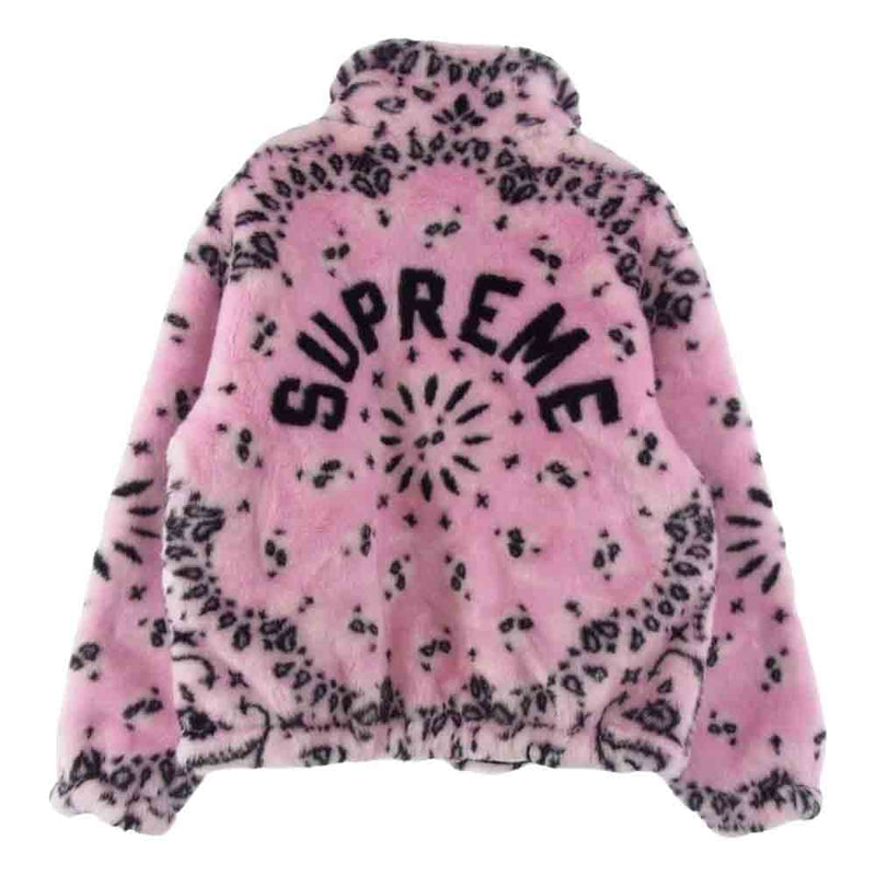 Bandana Faux Fur Bomber Jacket Pink L