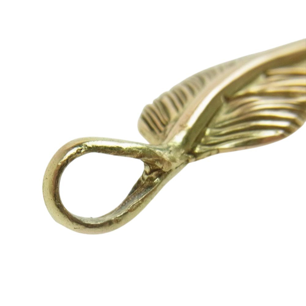 WING HANDS ウィングハンズ K10 フェザー ペンダント ネックレストップ 小 ゴールド系【中古】