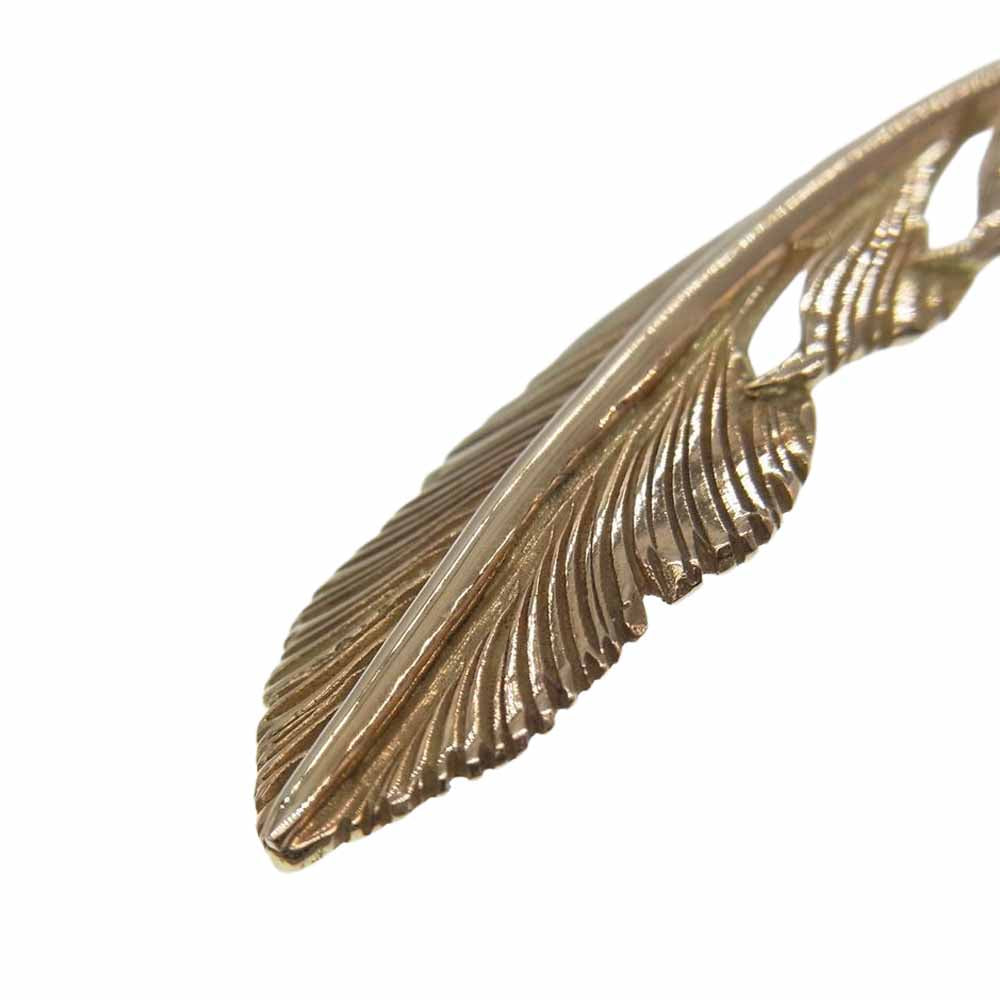 WING HANDS ウィングハンズ K10 フェザー ペンダント ネックレストップ ゴールド系【中古】