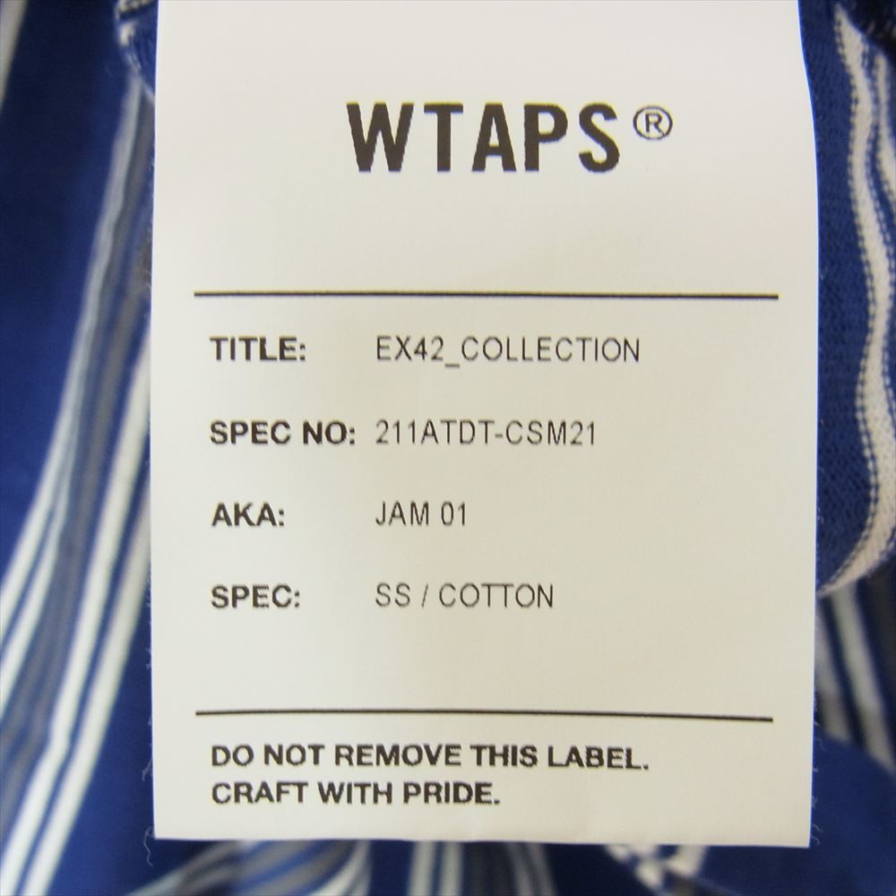 WTAPS ダブルタップス 21SS 211ATDT-CSM21 JAM 01 SS TEE ジャム 半袖 ボーダー Tシャツ ブルー系 グレー系 ホワイト系 03【中古】