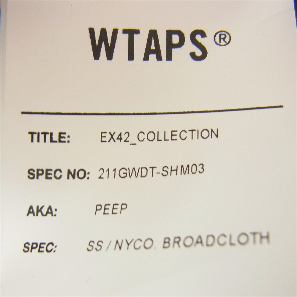 WTAPS ダブルタップス 21SS 211GWDT-SHM03 PEEP SS NYCO. BROADCLOTH ピープ ブロードクロス 襟リブ 半袖 Tシャツ ブラック系 X 03【中古】