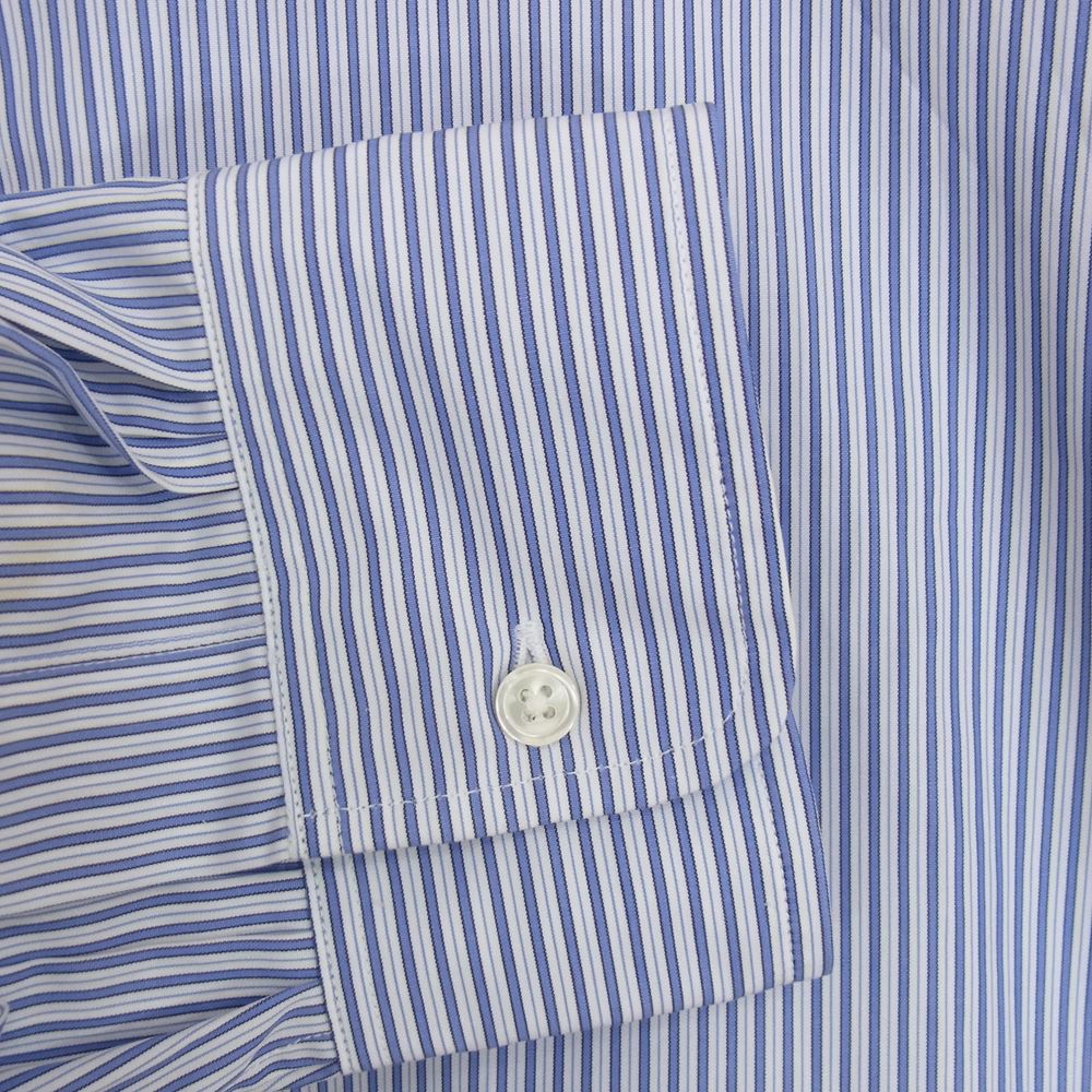 GRAPHPAPER グラフペーパー GM192-50505 L'ECHOPPE 別注 Thomas Mason Regular Collar Shirt トーマスメイソン ボタンダウン ストライプ 長袖 シャツ ブルー系 F【新古品】【未使用】【中古】