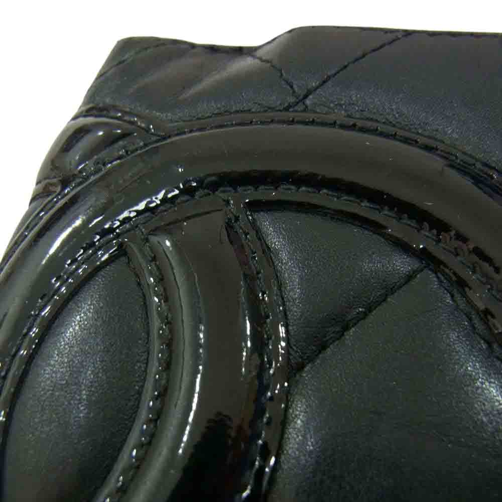 CHANEL シャネル マトラッセ カンボン がま口 財布 ブラック系【中古】