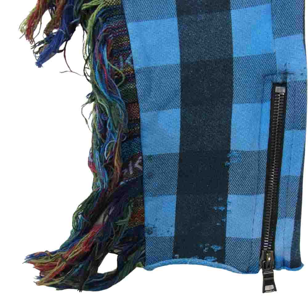 アルケミスト チェック フリンジトリム パンツ ブルー系 M【新古品】【未使用】【中古】