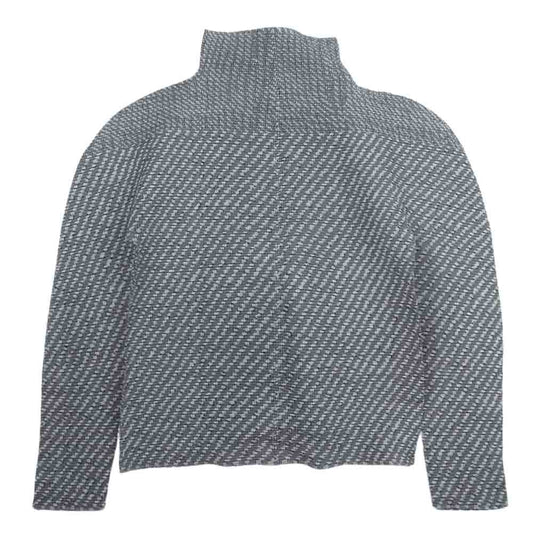 ミーバイイッセイミヤケ MI41F0381 ボックスプリーツ加工 総柄 ボタンレス カーディガン グレー系【中古】