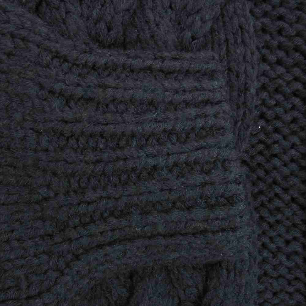 DESCENDANT ディセンダント FADED CABLE KNIT ケーブル編み 切替 アクリル ウール クルーネック ニット ネイビー系 3【中古】