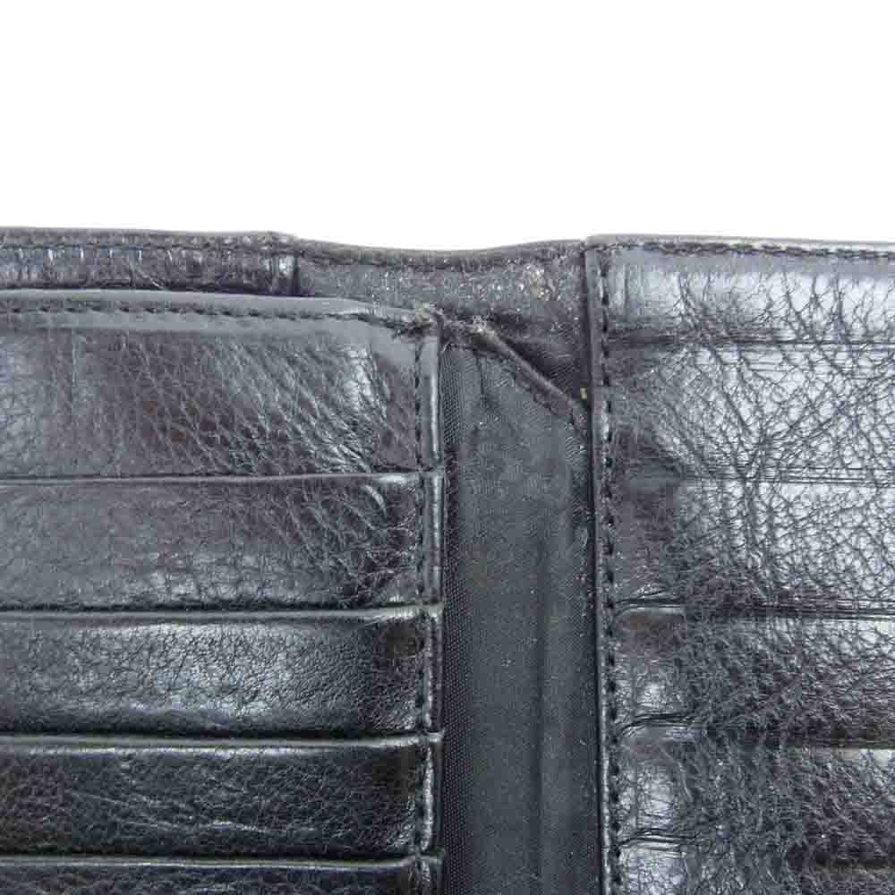 CHROME HEARTS クロムハーツ(原本無) WAVE ウェーブ クロスボール レザー ウォレット ブラック系【中古】