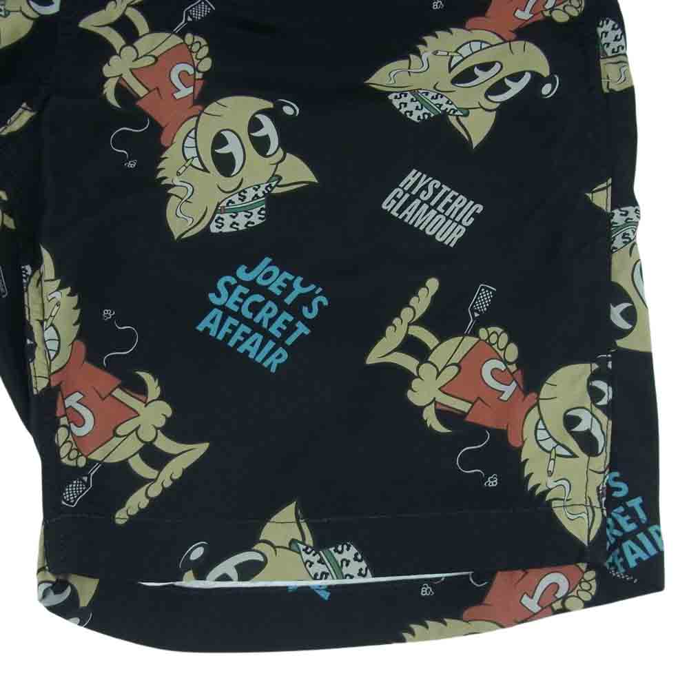 HYSTERIC GLAMOUR ヒステリックグラマー 02172AM01 HEY JOEY 総柄 アロハ ショーツ ハーフ ショート パンツ 日本製 ブラック系 S【中古】