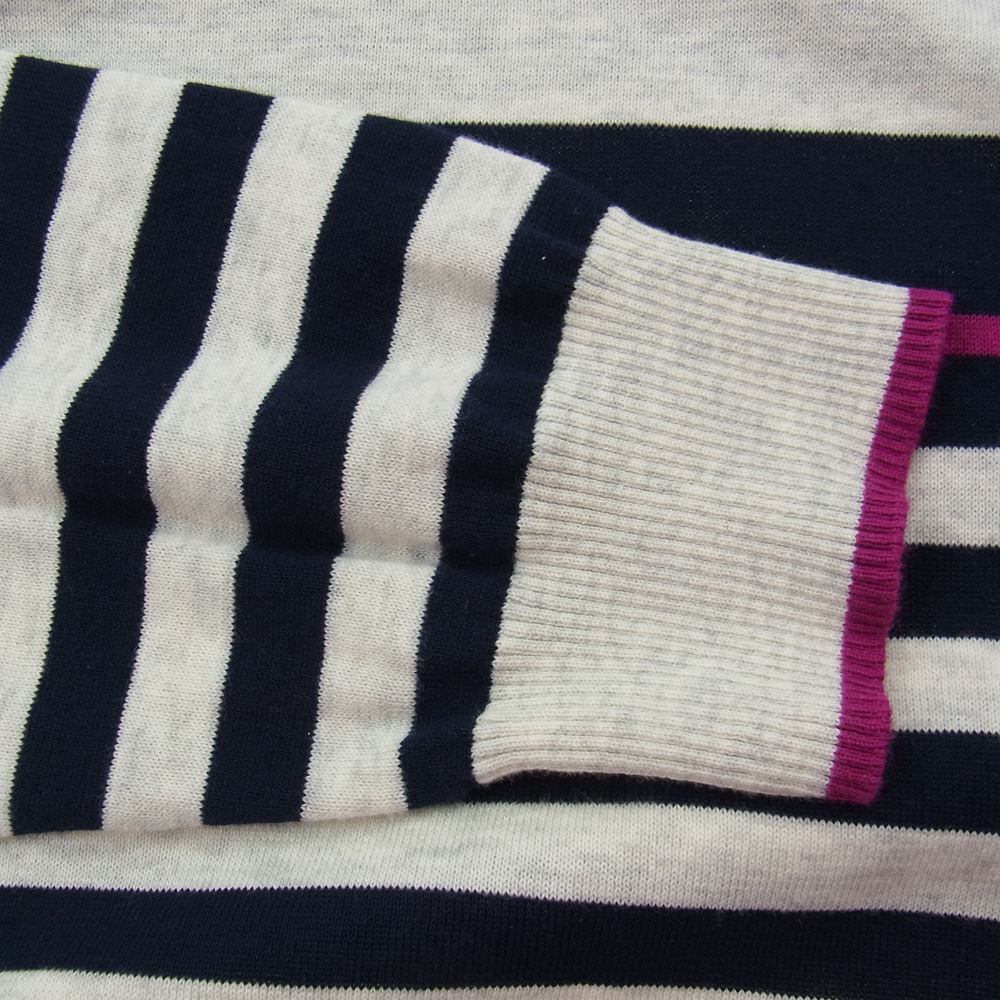 BURBERRY BLACK LABEL バーバリーブラックレーベル D1N73-405-29 国内正規品 胸ロゴ刺繍 ボーダー 長袖 Tシャツ グレー オフホワイト系 ブラック系 2【中古】