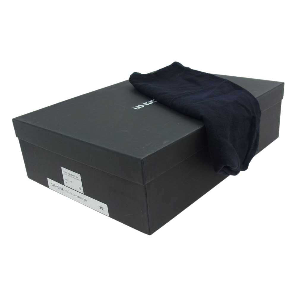 ANN DEMEULEMEESTER アンドゥムルメステール 125-2806 イタリア製 レザー ベルトストラップ ロングブーツ ブラック系 36【中古】