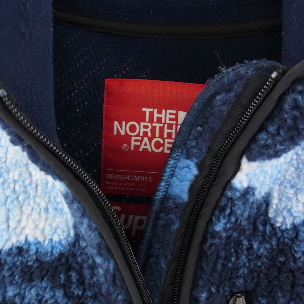 Supreme シュプリーム 21AW NA521001 × The North Face Bleached Denim Print Fleece Jacket Indigo ノースフェイス フリース ジャケット ブルー系 M【美品】【中古】