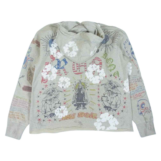 セントマイケル 22SS SM-S22-0000-83 未使用品 DENIM TEARS HOODIE デニムティアーズ 総柄 ペイント プルオーバー フーディ マルチカラー系 XL【極上美品】【中古】