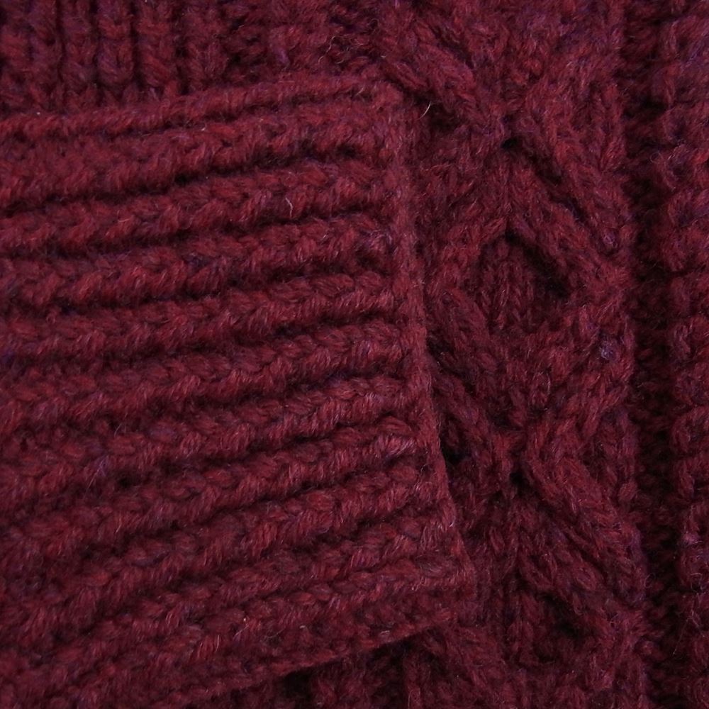 INVERALLAN インバーアラン 3A Lumber cardigan Knit Cardigan アラン ハンドニット 襟付き カーディガン エンジ ワインレッド系【中古】