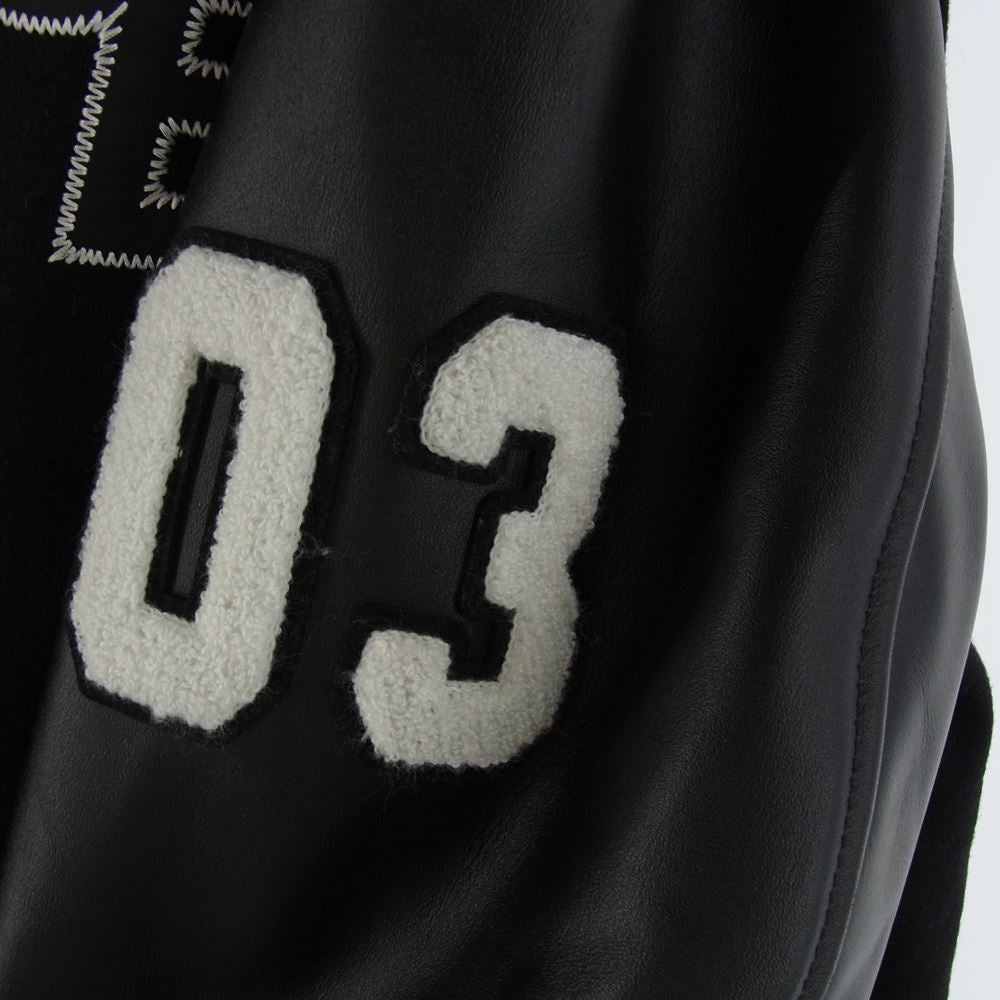 HYSTERIC GLAMOUR ヒステリックグラマー × WIND AND SEA ウィンダンシー 21AW WDS-HYS-3-01 TEAM STADIUM JUMPER レザー切替 スタジアム ジャンパー スタジャン ブラック系 M【中古】