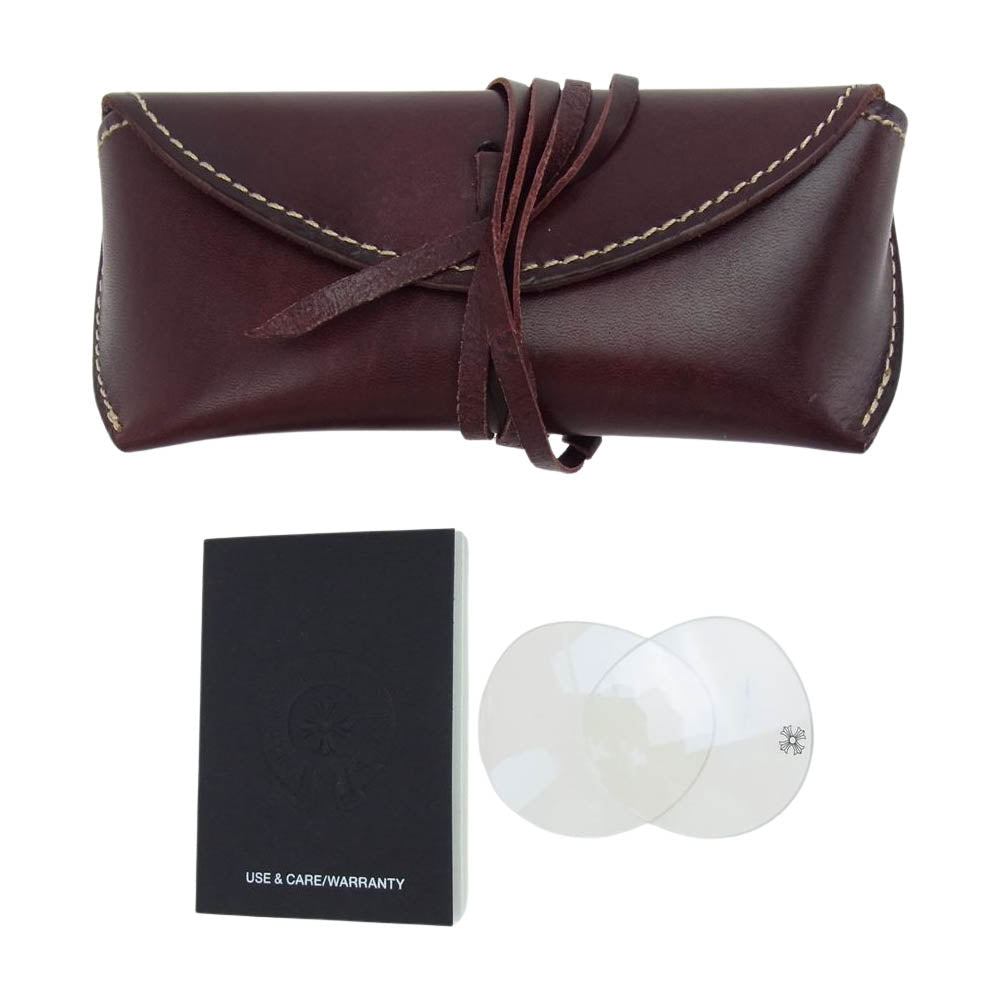 CHROME HEARTS クロムハーツ(原本無) 購入店スタンプ印字冊子付属 BUBBA-A クロステンプル メタル フレーム ラウンド アイウェア 眼鏡 度入り シルバー シルバー系【中古】