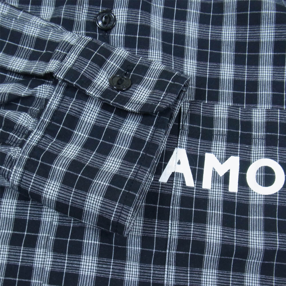 HYSTERIC GLAMOUR ヒステリックグラマー 0221AH04 ロゴプリント ナンバリング ナンバー 5 チェック 長袖 シャツ ブラック系 ホワイト系 S【美品】【中古】