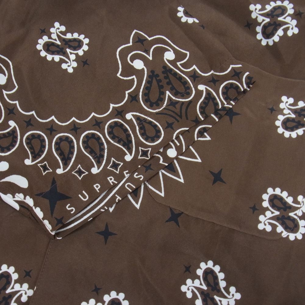 Supreme シュプリーム 21SS Bandana Silk S/S Shirt バンダナ シルク 半袖 シャツ ブラウン系 S【中古】