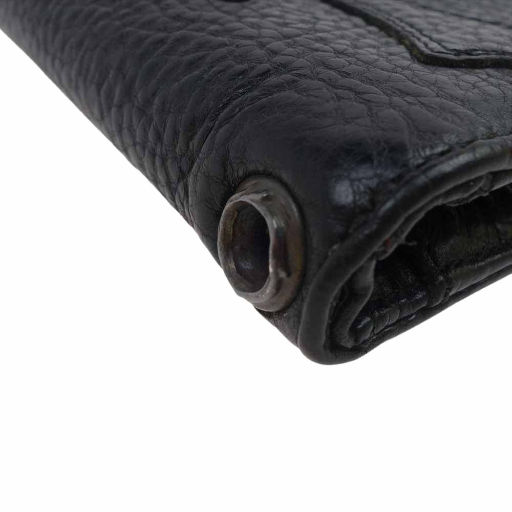 CHROME HEARTS クロムハーツ(原本無) ディジャコモ クロスパッチ レザーウォレット 二つ折り財布 ブラック系【中古】