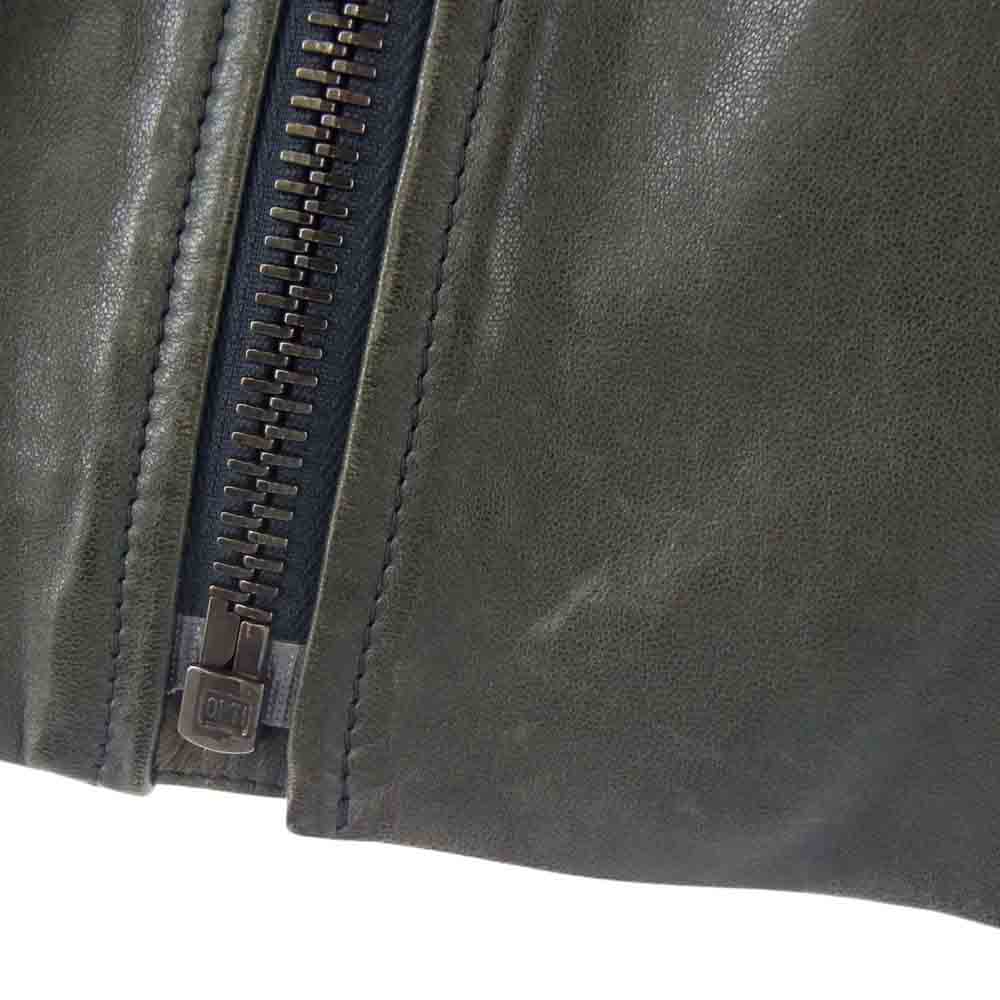 MARTIN MARGIELA マルタンマルジェラ 14SS S50AM0201 SX8208 ハの字ライダース 5zipライダース シープレザー ライダース ダークグリーン ダークグリーン 46【中古】