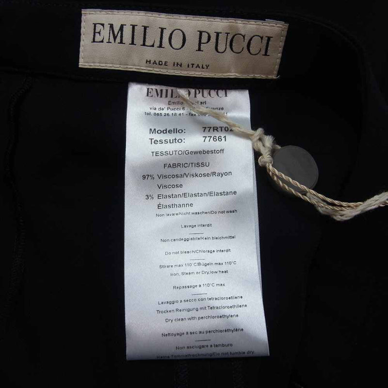 Emilio Pucci エミリオプッチ レーヨン ロング フレア パンツ ブラック系 40【新古品】【未使用】【中古】