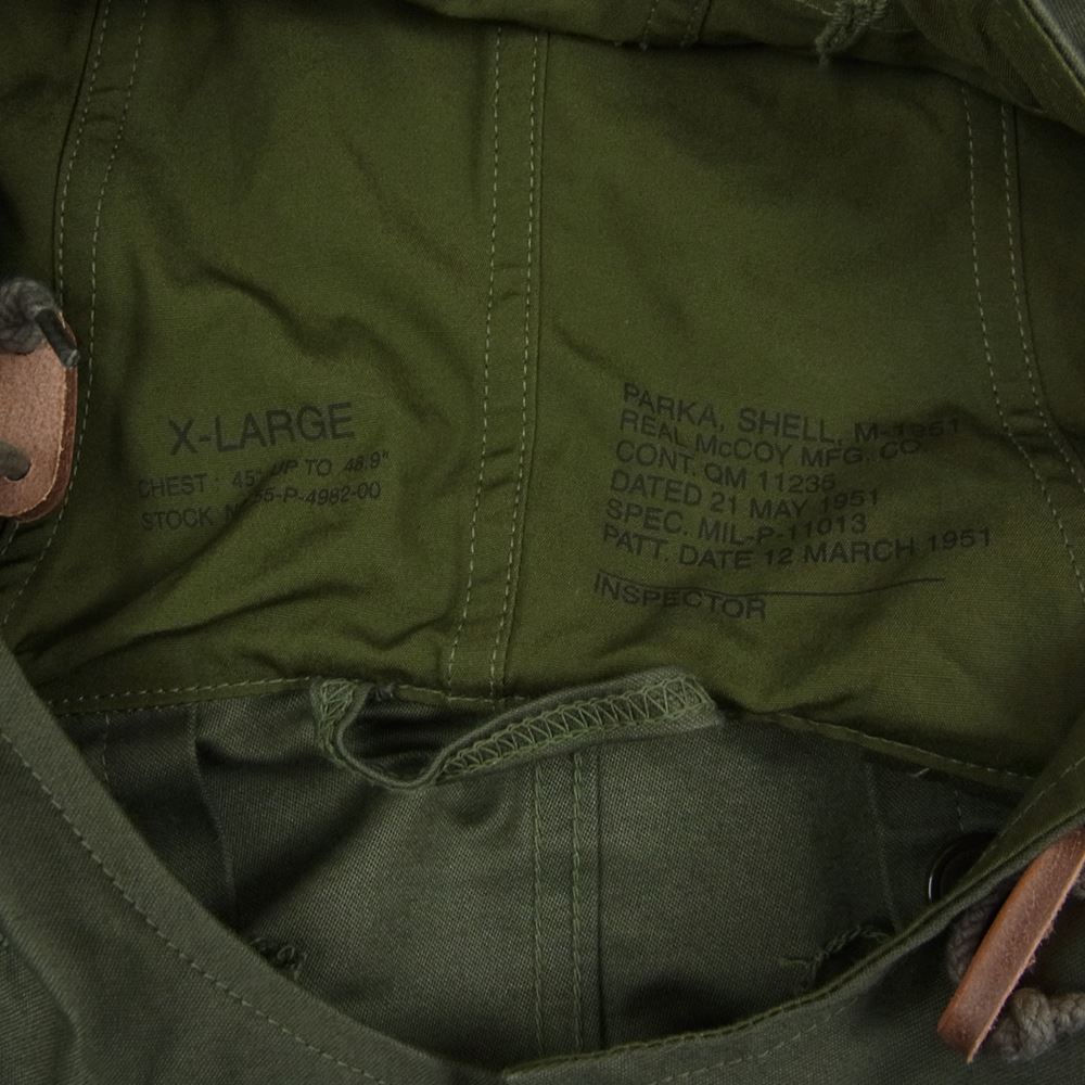 The REAL McCOY'S ザリアルマッコイズ 22SS MJ22003 PARKA-SHELL M-1951 MODEL220 M-51 モッズコート カーキ系 XL【中古】