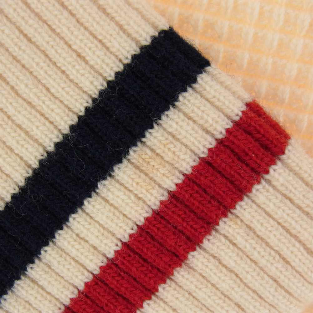 MONCLER GAMME BLEU モンクレール ガムブルー C23919006000 979AU 国内正規品 MAGLIONE TRICOT GIROCOLLO トリコロール クルーネック ニット セーター ホワイト系 ベージュ系 L【中古】