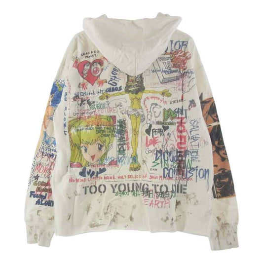 セントマイケル × 村上隆 GRAFF PULLOVER HOODIE グラフティー スウエット パーカー フーディ XL ホワイト系 XL【美品】【中古】