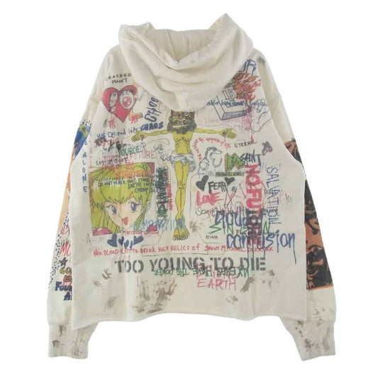 セントマイケル × 村上隆 GRAFF PULLOVER HOODIE グラフティー スウエット パーカー フーディ L ホワイト系 L【中古】