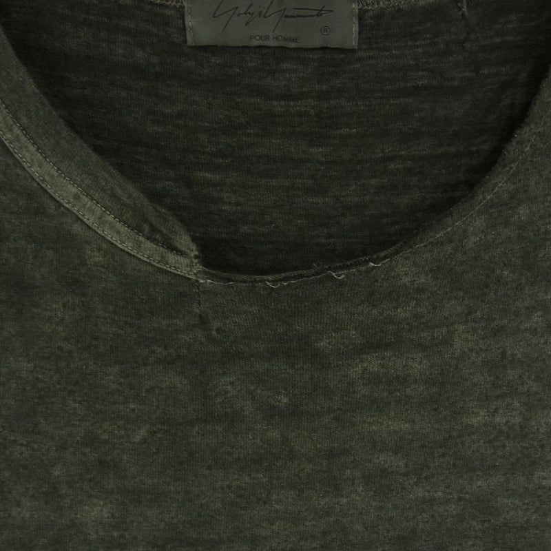 Yohji Yamamoto POUR HOMME ヨウジヤマモトプールオム 17SS HD-T41-271 墨染 製品加工 バックスリット 半袖  カットソー Tシャツ グレー系 3【中古】