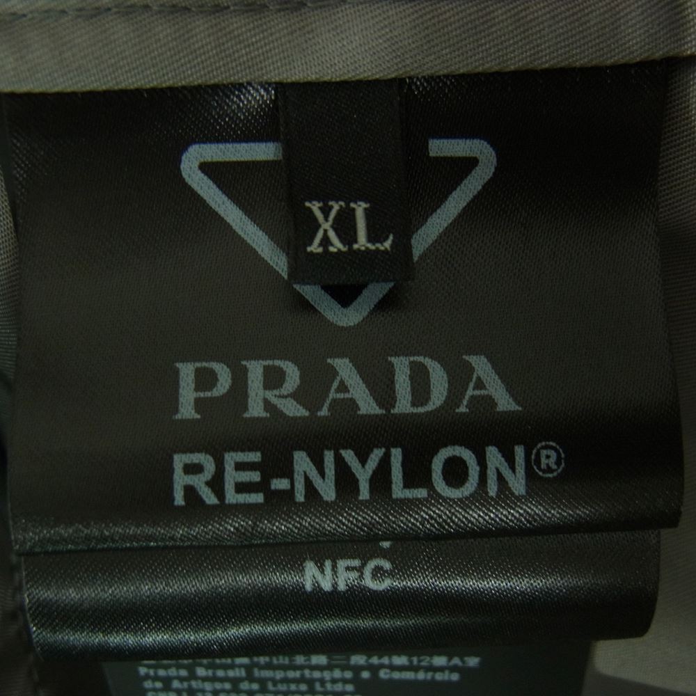 PRADA プラダ 22SS SC513 S202 国内正規品 Re-Nylon リナイロン 三角ロゴプレート オープンカラー 半袖 シャツ グレー系 XL【美品】【中古】