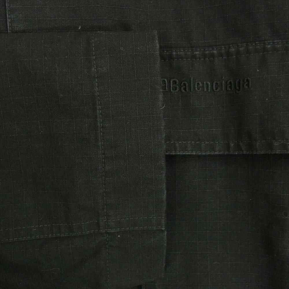 BALENCIAGA バレンシアガ UNIFIT 681008 TKP27 国内正規品 ロゴ刺繍 military shirts jacket ミリタリー シャツ ジャケット ブラック系 38【中古】
