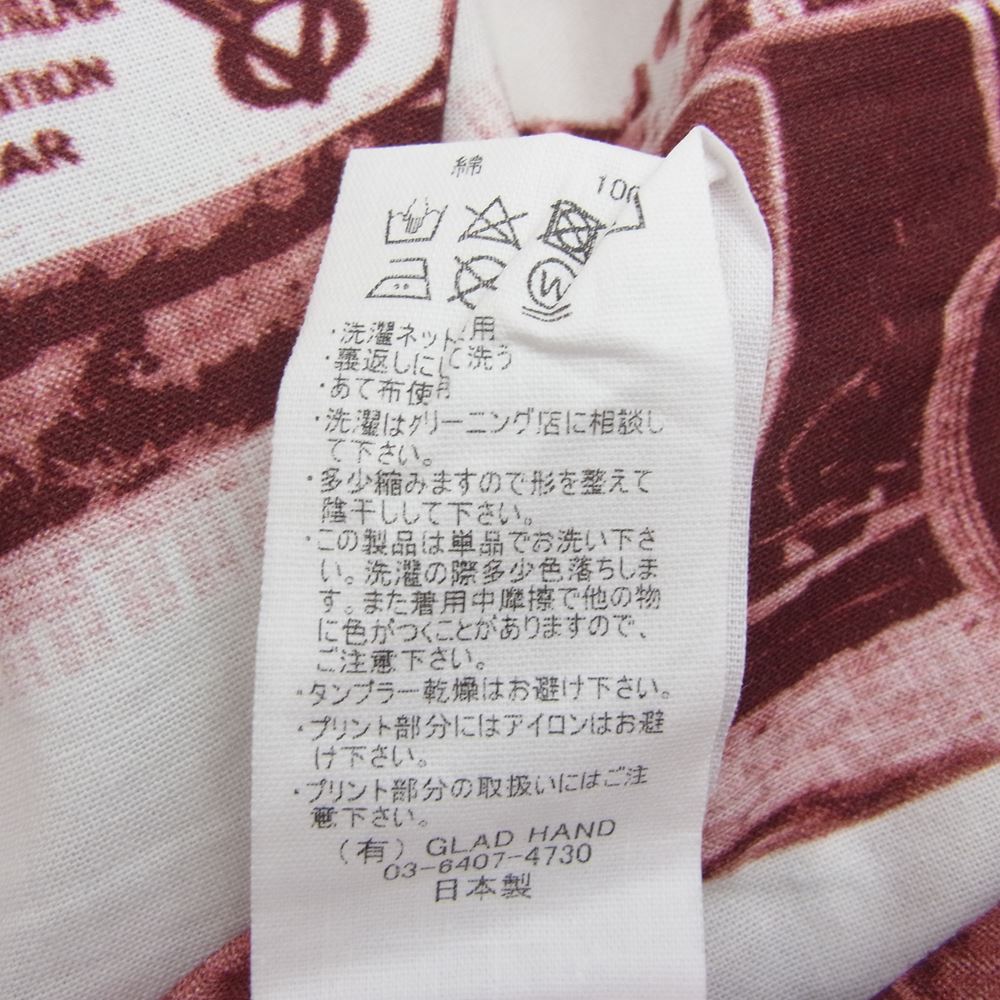 オールドクロウ 0C-20SS-13 RACING FOR LIFE S/S SHIRTS 総柄 オープンカラー 半袖 シャツ エンジ系 XL【中古】