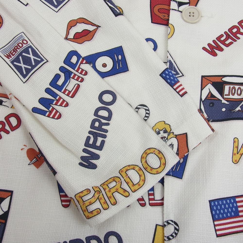 WEIRDO ウィアード PORN WEIRDO JACKET 総柄 テーラード ジャケット ホワイト系 2XL【中古】