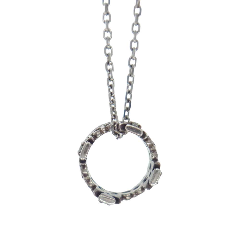 Justin Davis ジャスティンデイビス CROWN ストーン付き クラウン ペンダントトップ チェーン ネックレス シルバー系【中古】