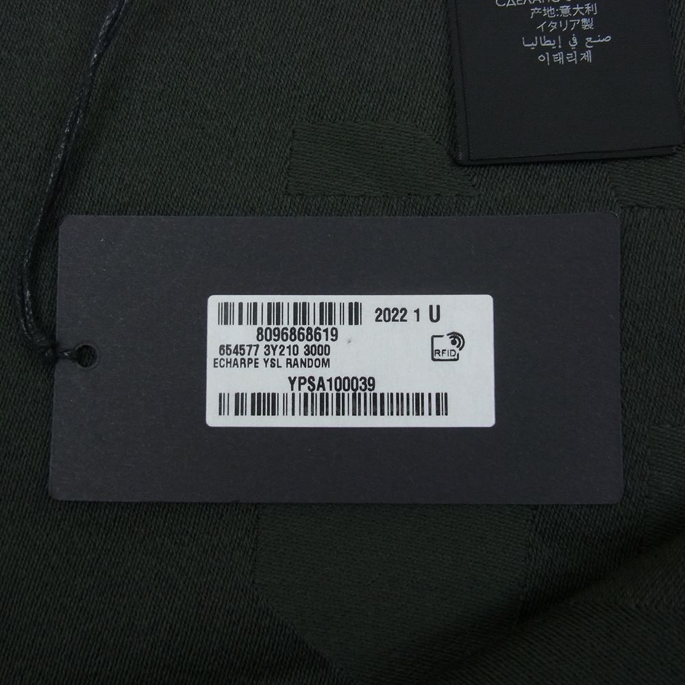 SAINT LAURENT サンローラン 654577 3Y210 ウール ジャガード ストール マフラー カーキ系【美品】【中古】