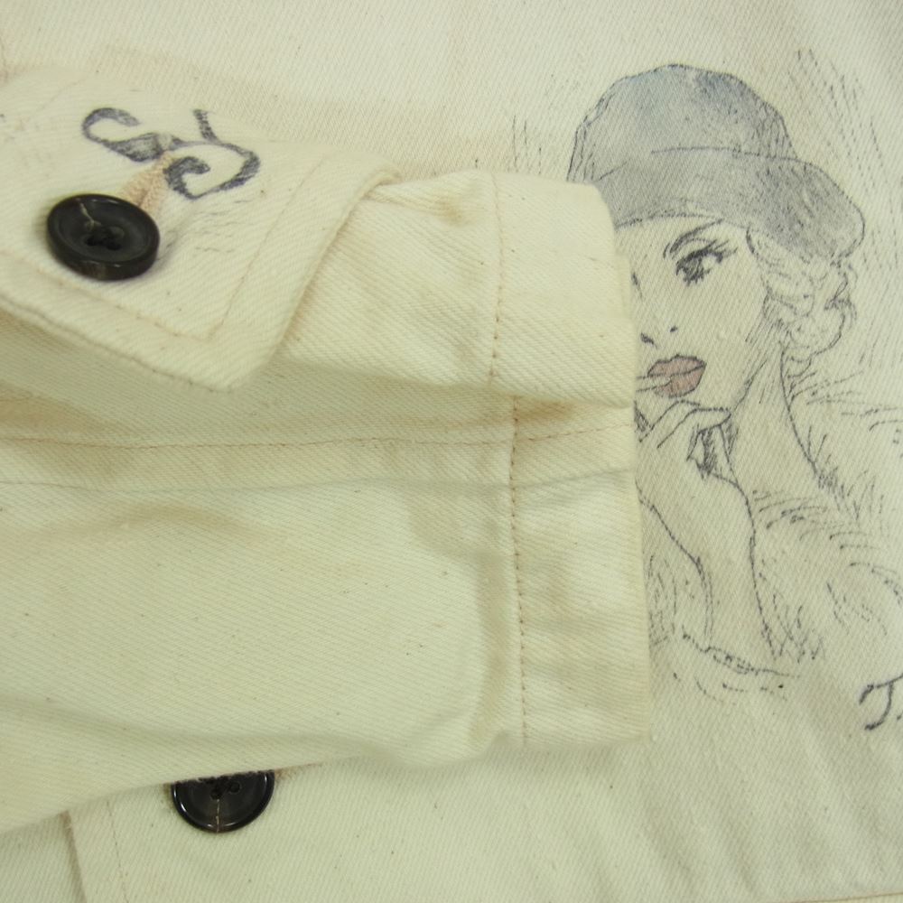 GANGSTERVILLE ギャングスタービル GSV-14-AW-19 Olde JKT HAND PAINT ハンドペイント 加工 キャンバス ジャケット オフホワイト系 S【中古】