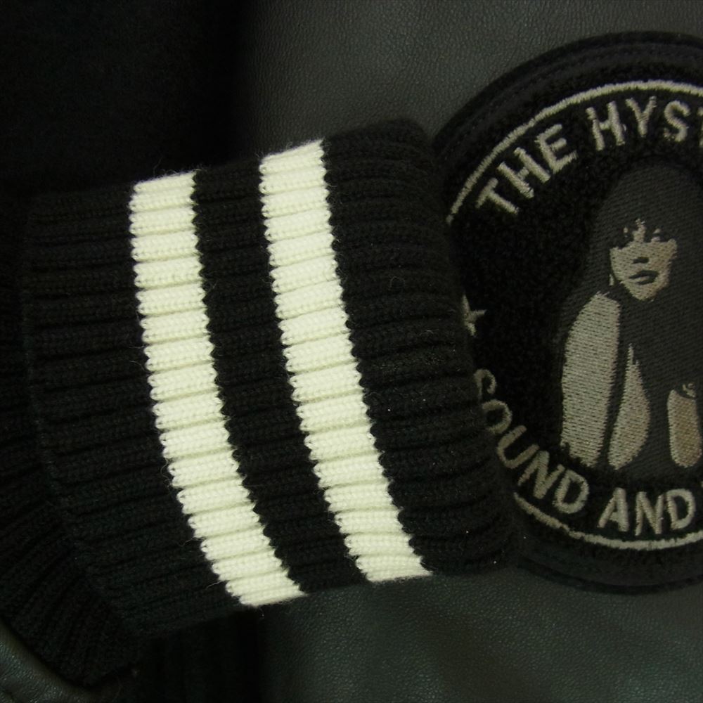 HYSTERIC GLAMOUR ヒステリックグラマー 02193AC03 SOUND&VISION S&V サウンドビジョン 袖レザー切替 ワッペン付 Pコート スタジャン ブラック系 M【中古】