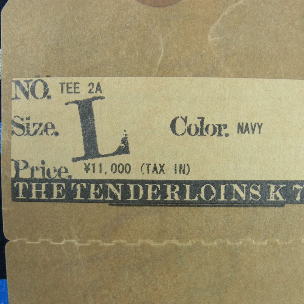 TENDERLOIN テンダーロイン TEE 2A ロゴ 半袖 Tシャツ コットン ダークネイビー系 L【新古品】【未使用】【中古】