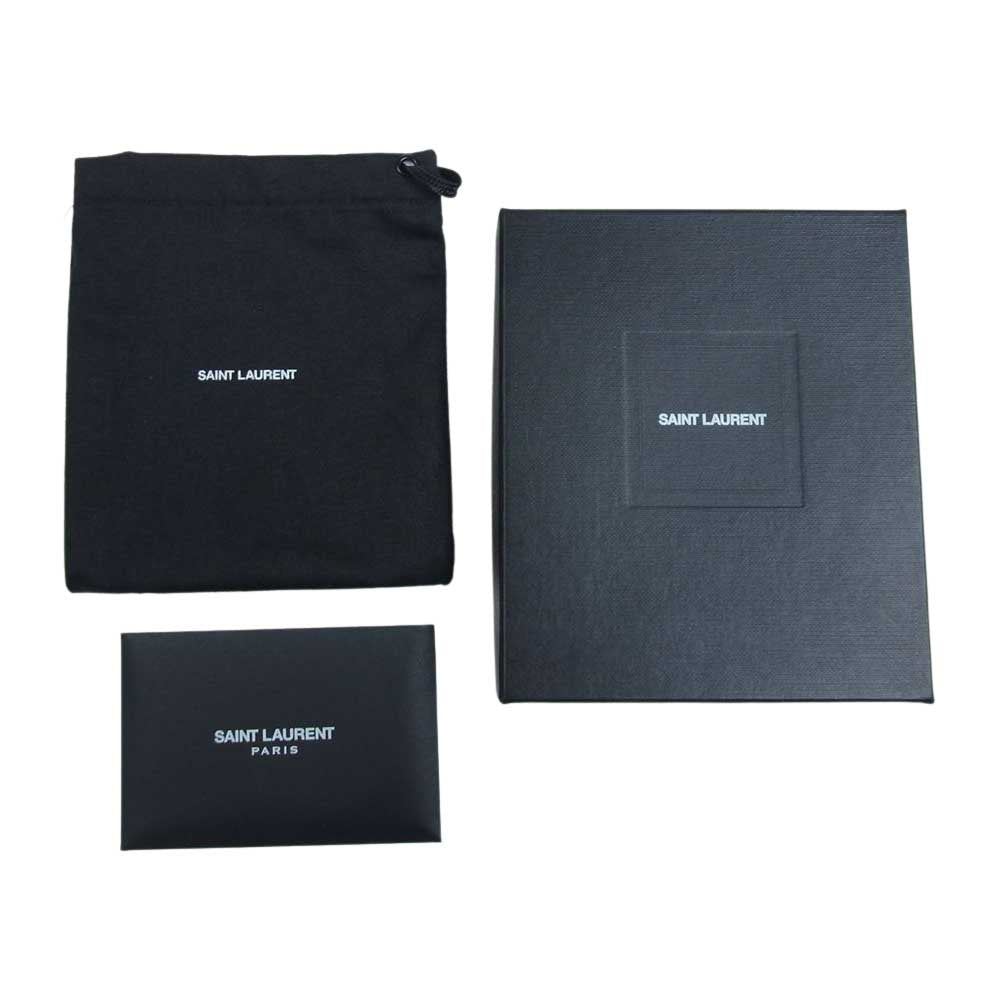 SAINT LAURENT サンローラン クロコ 型押し 札入れ マネークリップ カードケース ブラック系【中古】