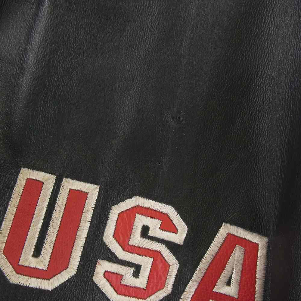ビンテージ USAロゴ レザー ブルゾン ブラック系【中古】